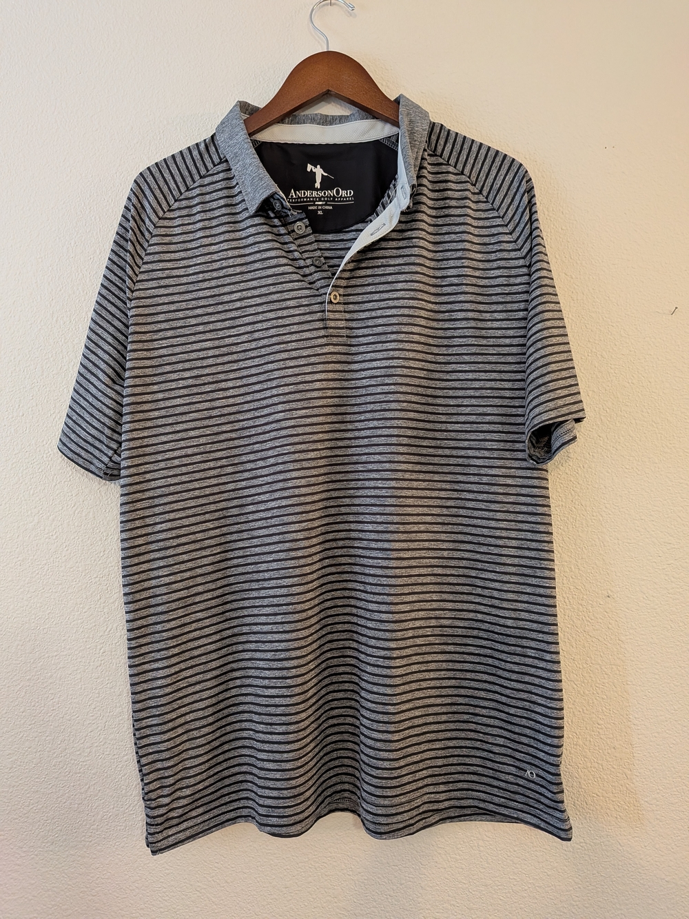AndersonOrd Striped Gray Black Men's Golf Polo Shirt